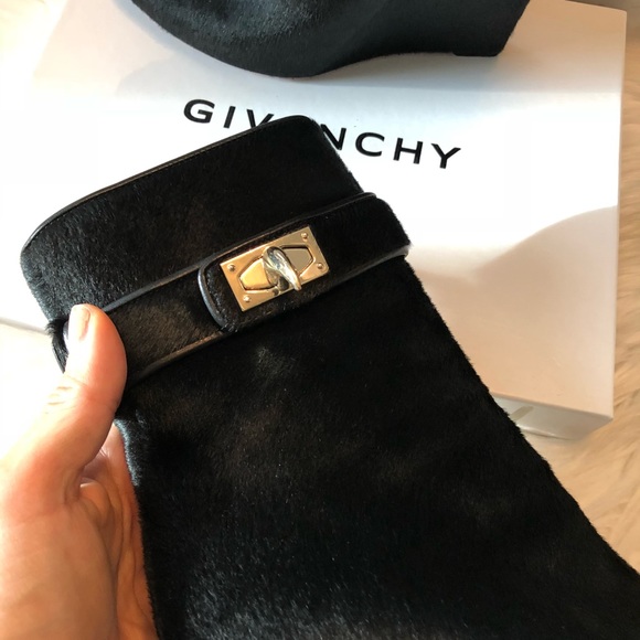 SOLDGivenchy Shark Ponyhair Black Wedge Booties 39 - Picture 4 of 7